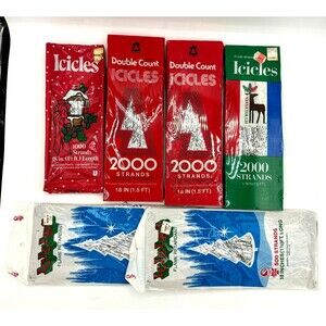 Christmas Silver Tinsel Flame Retardant Lot of 6 Packages 8000 Strands Total VTG
